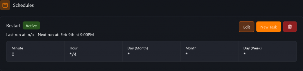 Created Schedule